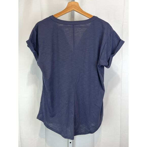 L.L. BEAN Streamside Tee Short Sleeve V Neck Top Slub Knit Blue Gray Size M - Picture 2 of 8